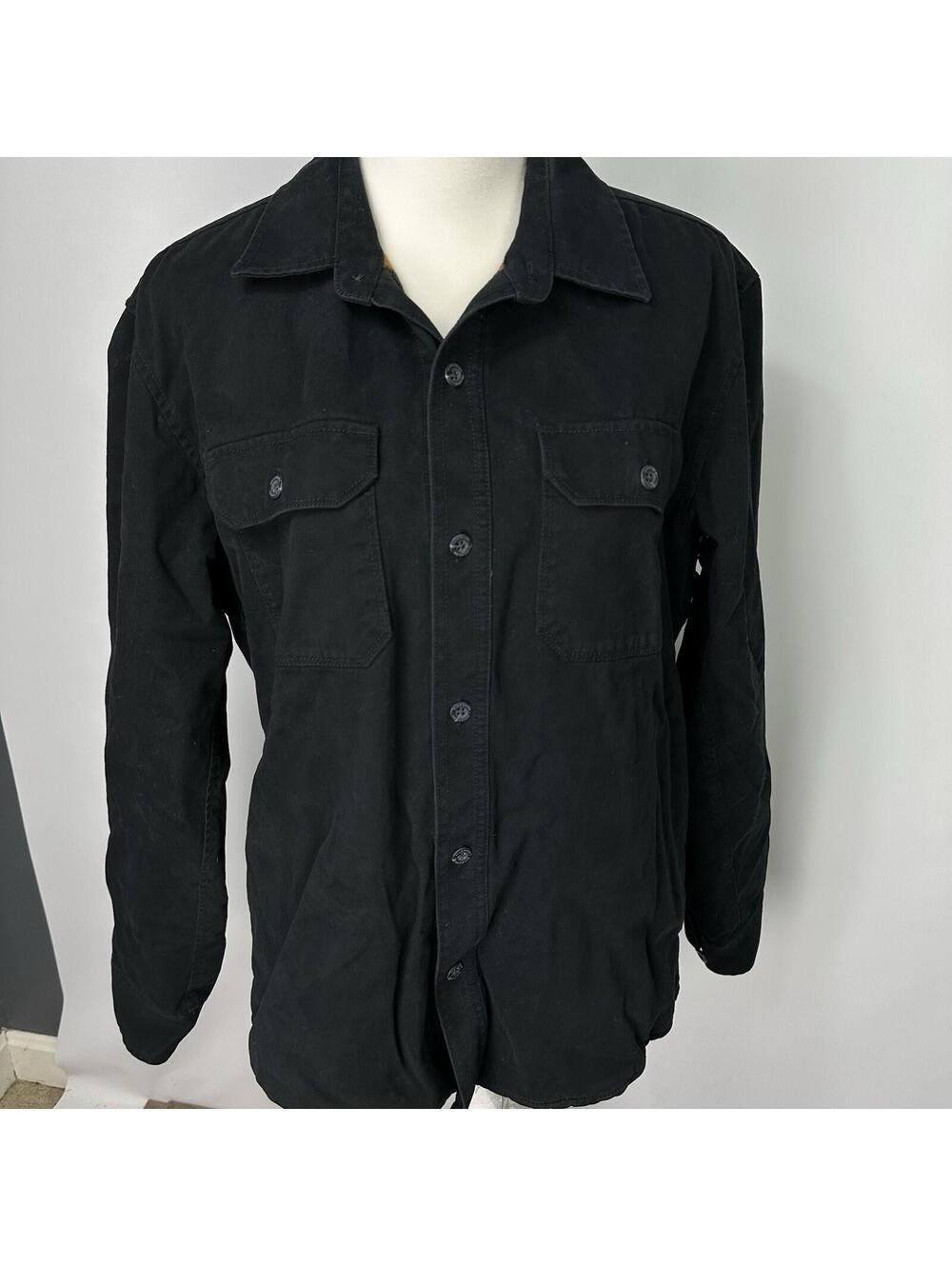 Eddie Bauer Shacket Black Plaid Flannel Lined Shirt Jacket Button Up Men Medium